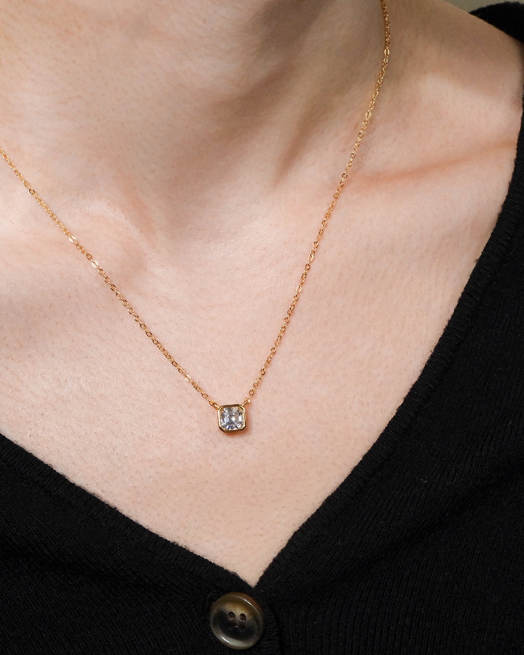 Sterling Silver Asscher Bezel Set Pendant - Image 8