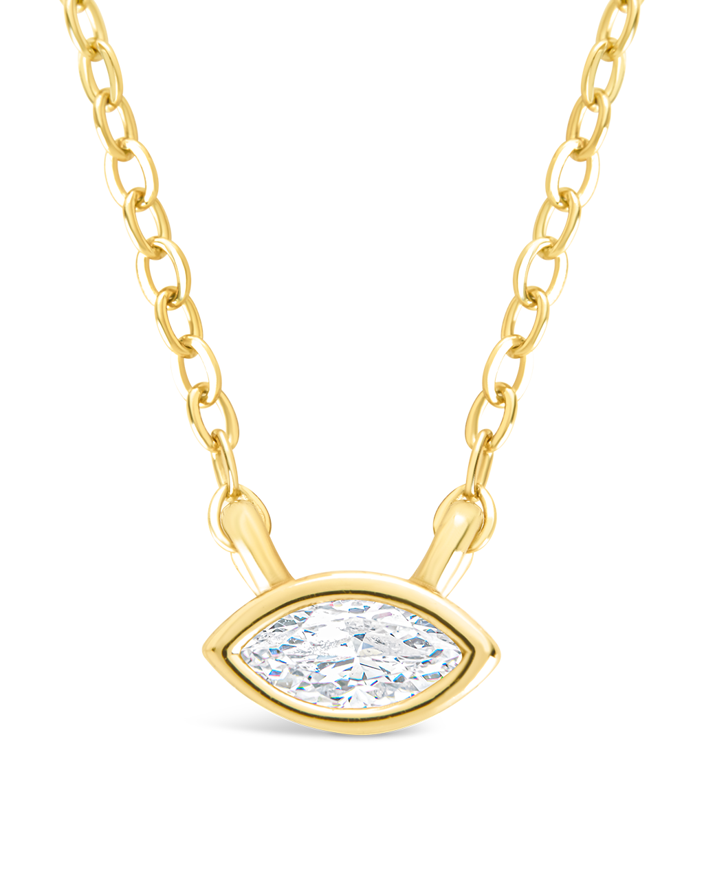 Sterling Silver Marquise Bezel Set Pendant - Image 4