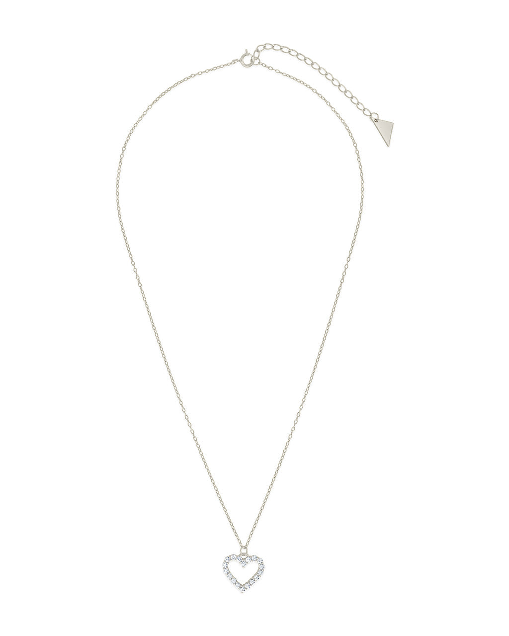 Sterling Silver Cubic Zirconia Outline Heart Pendant Necklace - Image 5
