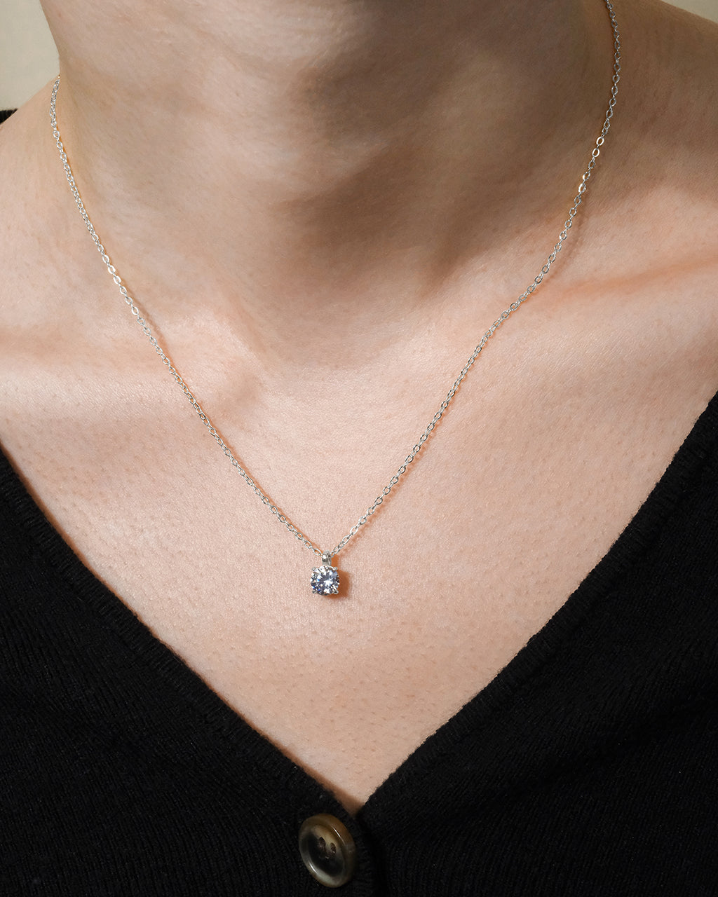 Sterling Silver Round CZ Prong Set Pendant - Image 7