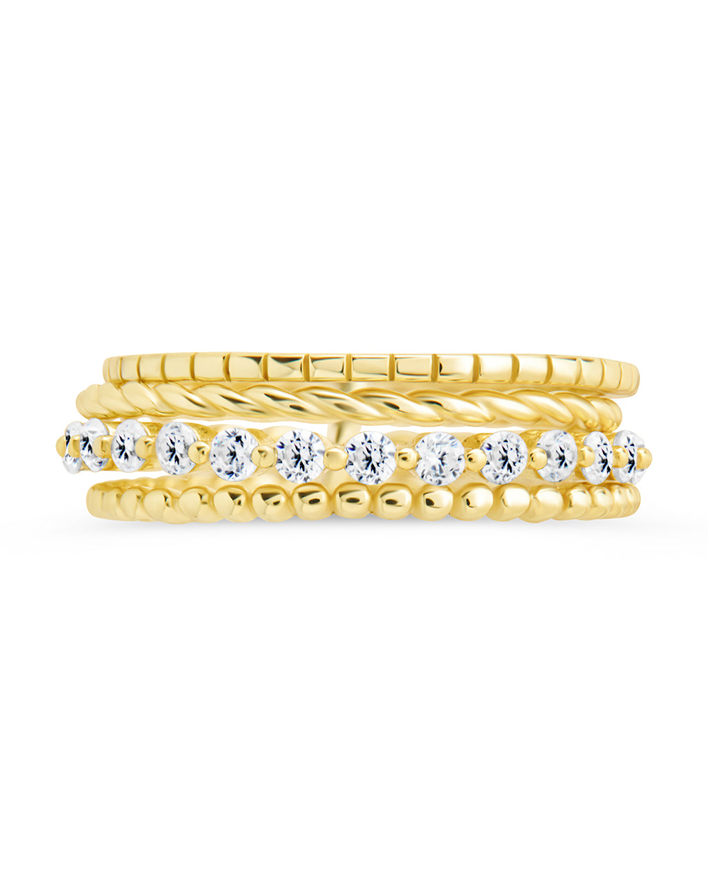 Sterling Silver Cassidy CZ Layered Textured Ring - Image 6