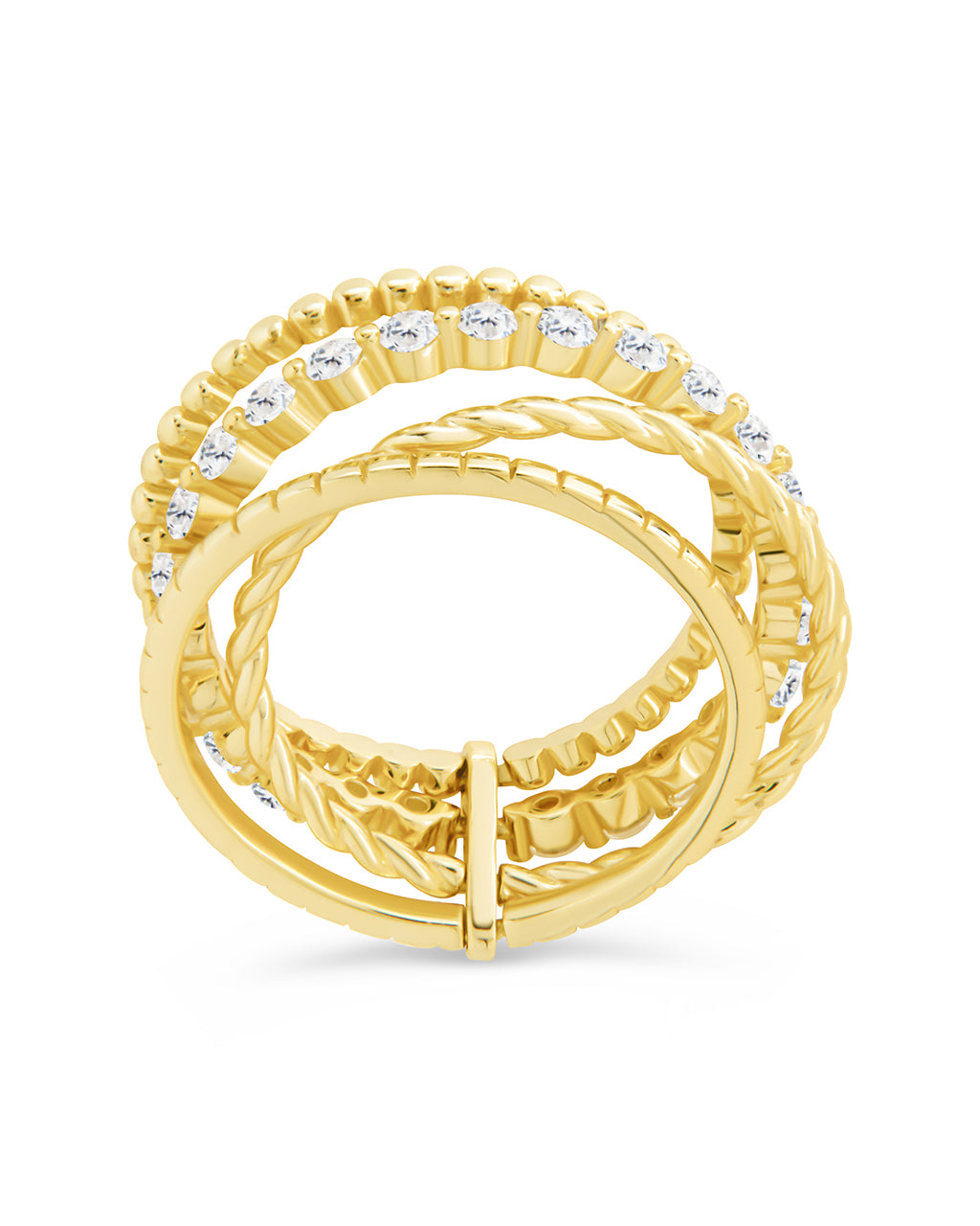Sterling Silver Cassidy CZ Layered Textured Ring - Image 7