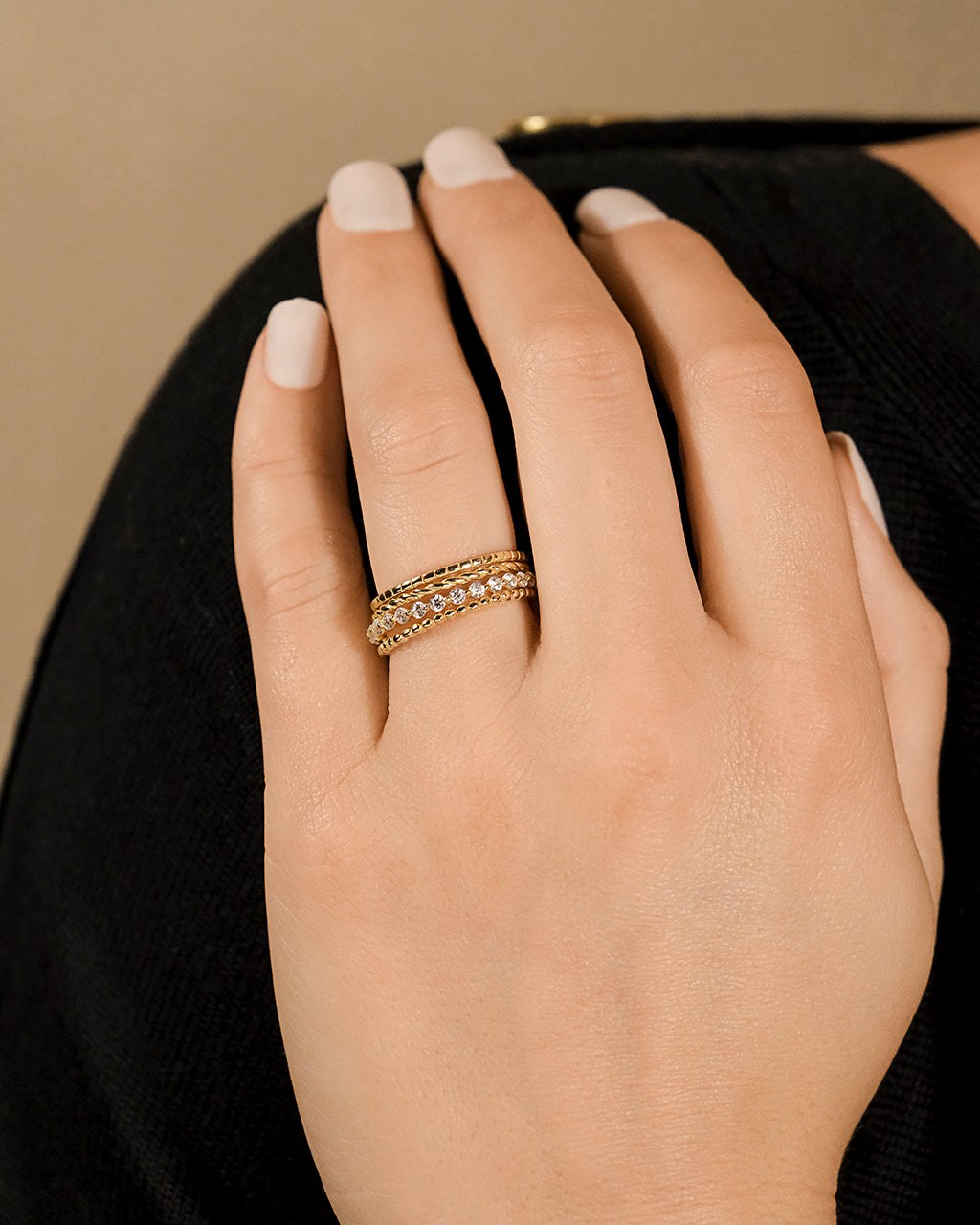 Sterling Silver Cassidy CZ Layered Textured Ring - Image 11