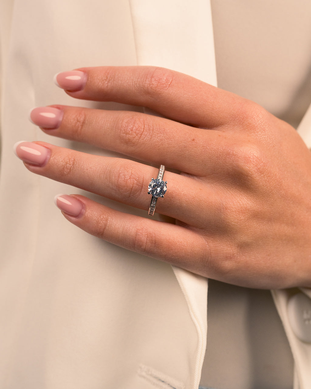 Sterling Silver Radiant CZ Engagement Ring - Image 2