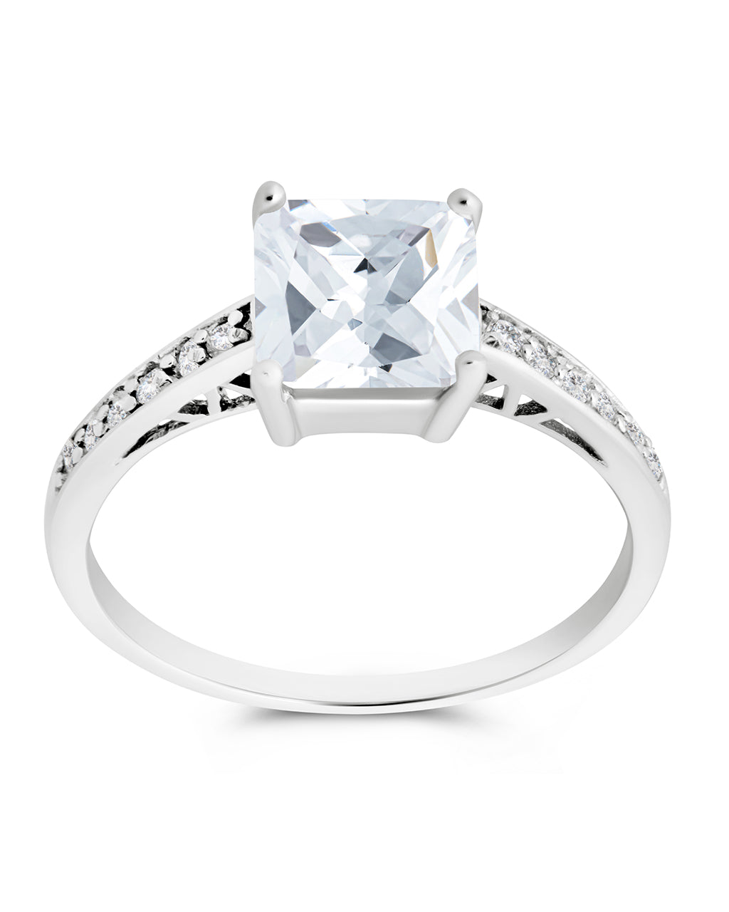 Sterling Silver Princess Cut CZ Promise Ring - Image 4
