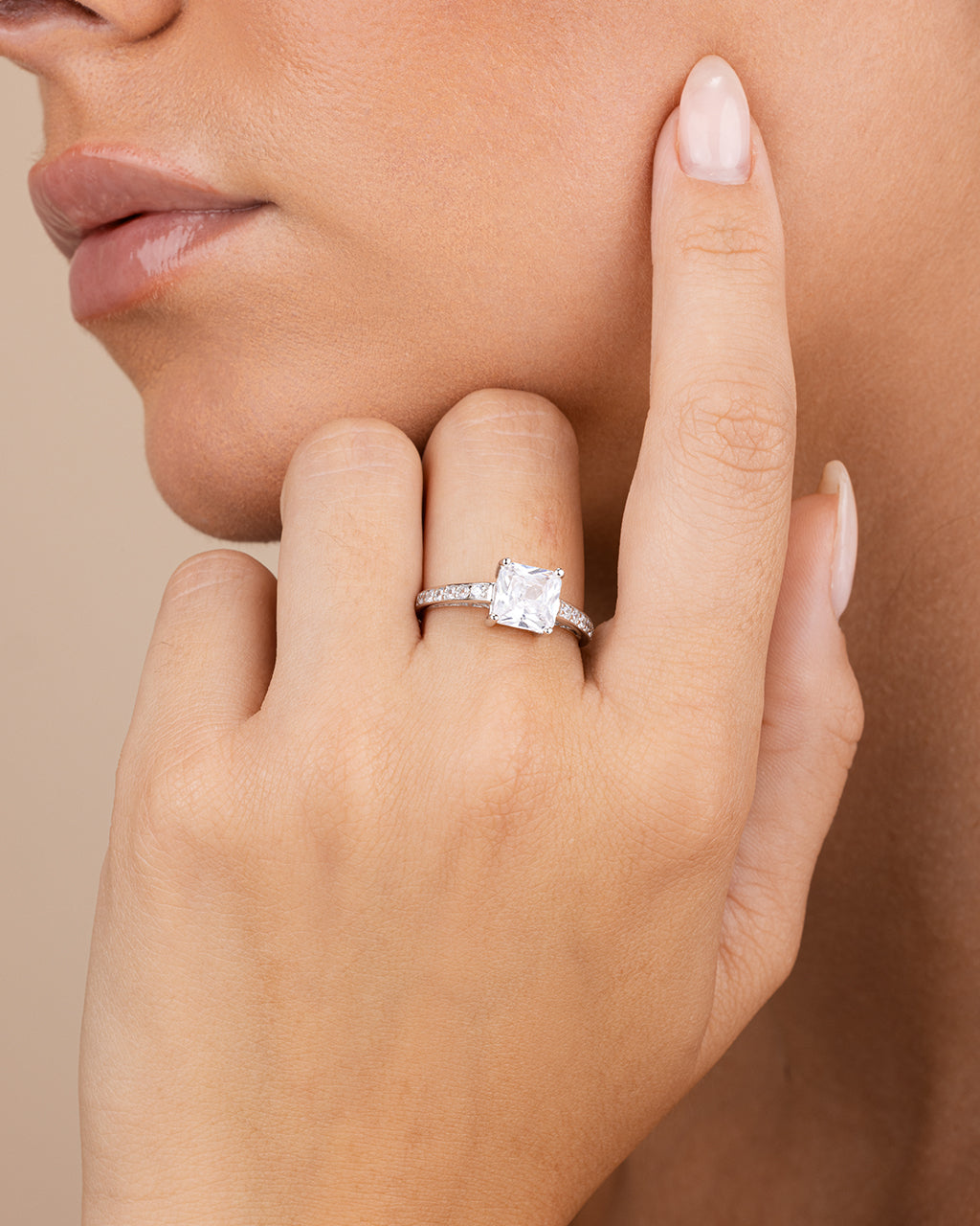 Sterling Silver Princess Cut CZ Promise Ring - Image 2