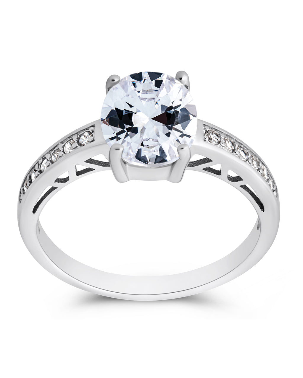 Sterling Silver Oval Engagement Ring - Image 3