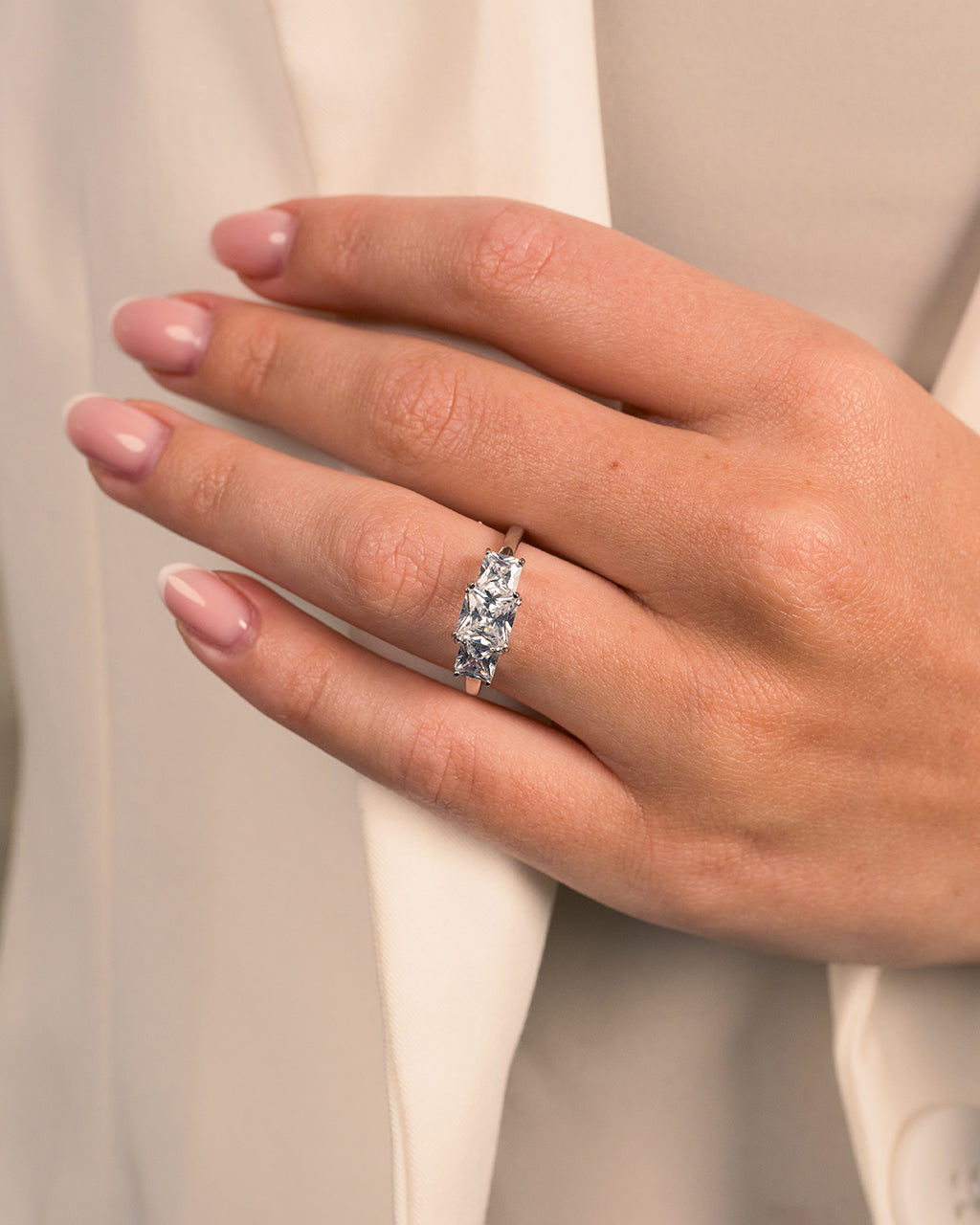 Sterling Silver Three Stone Right Hand Ring - Image 2