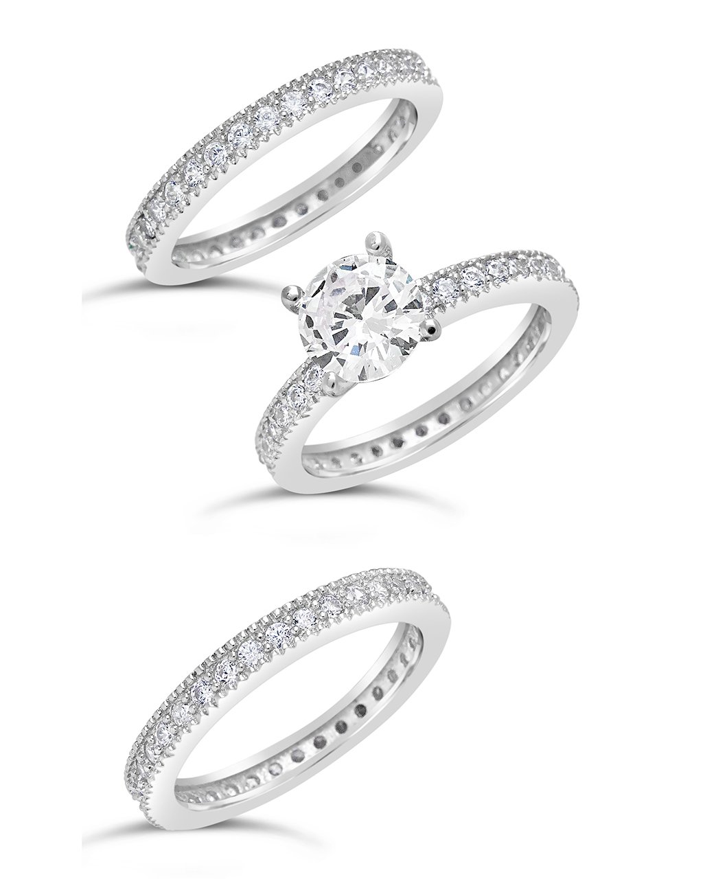 Sterling Silver Brilliant CZ with 2 Bands - Image 5
