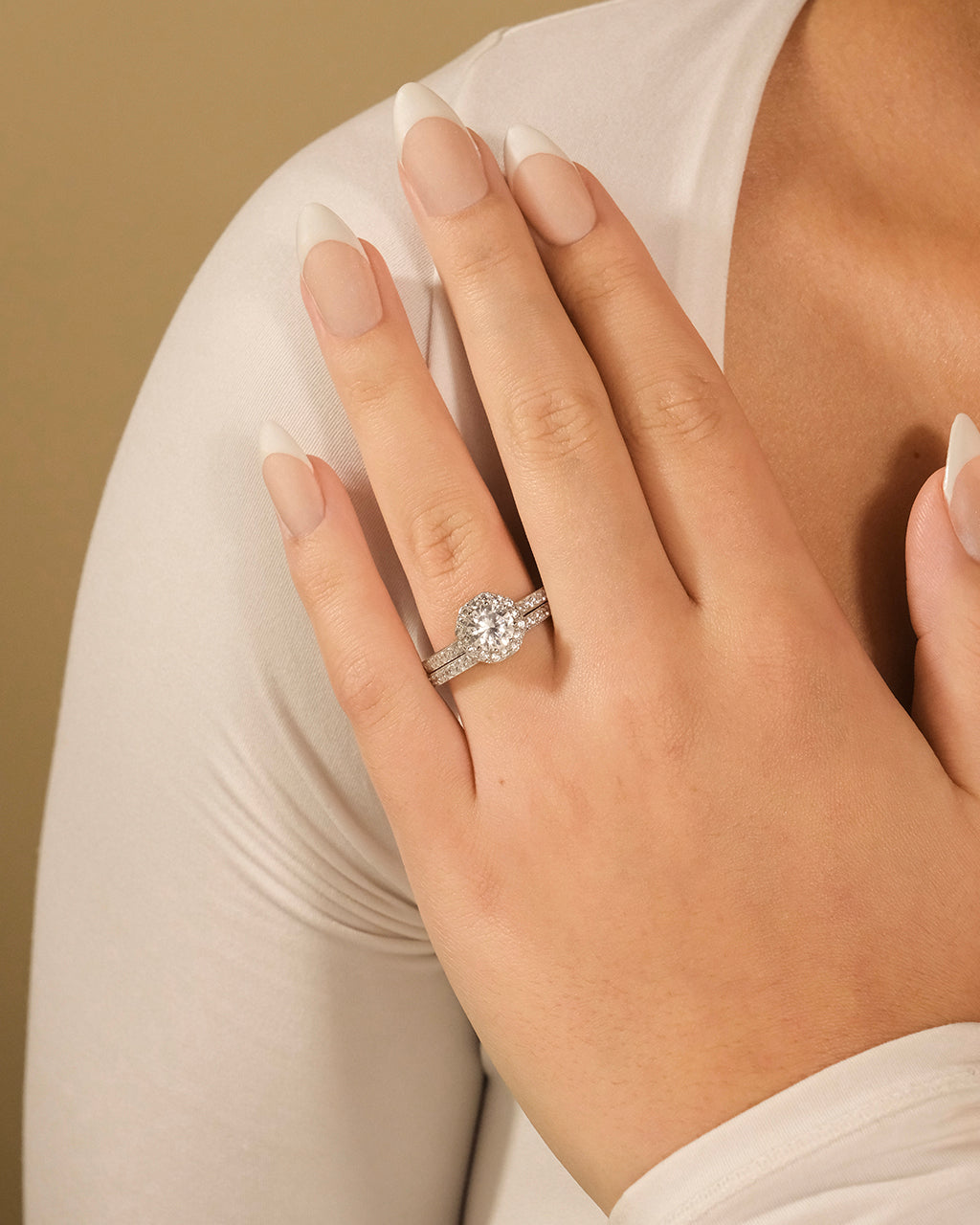Sterling Silver Octagon CZ Ring with Band - Image 2