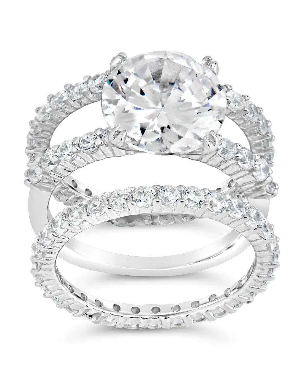 Sterling Silver Brilliant Engagement Ring Set of 3 - Image 5