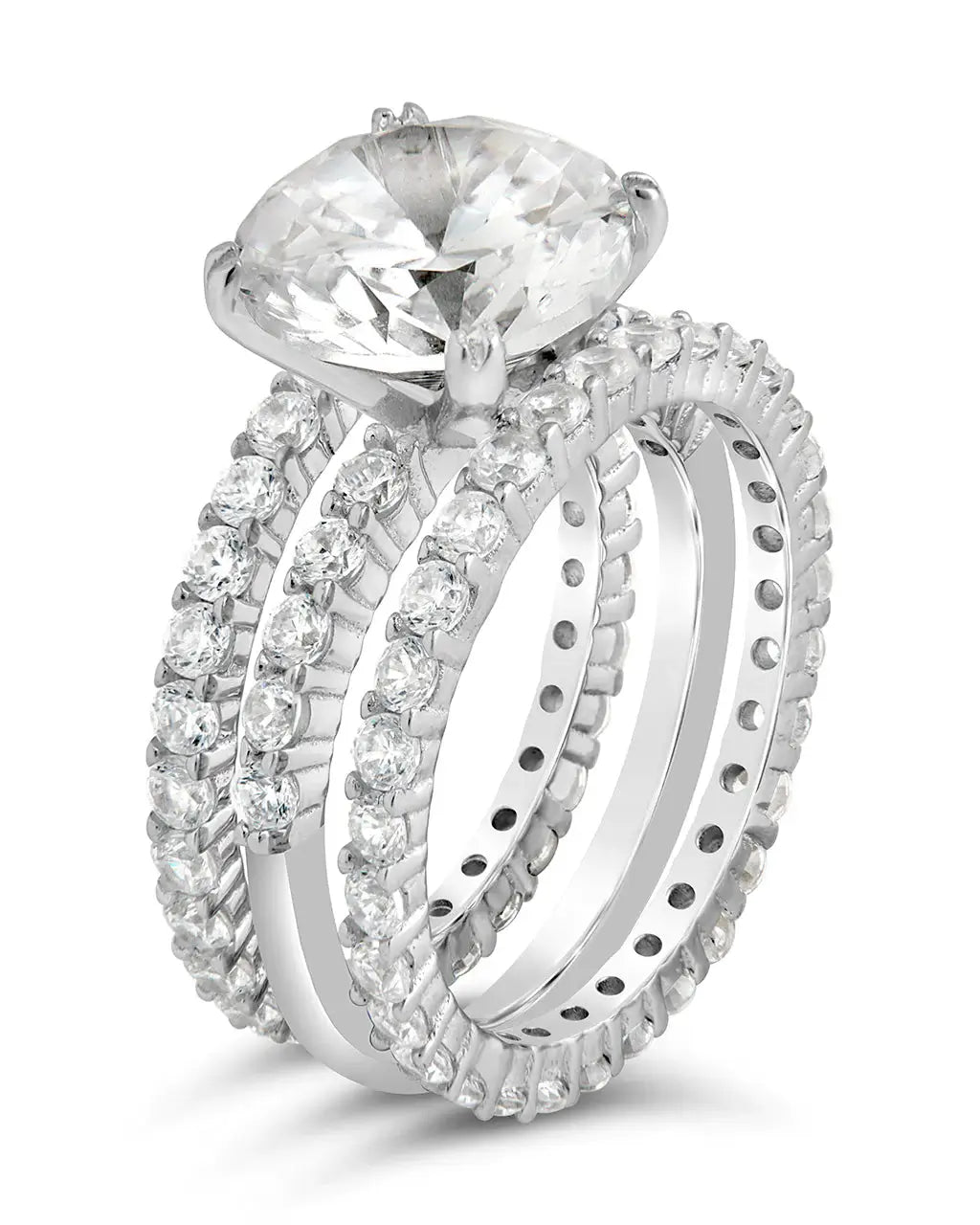 Sterling Silver Brilliant Engagement Ring Set of 3 - Image 6
