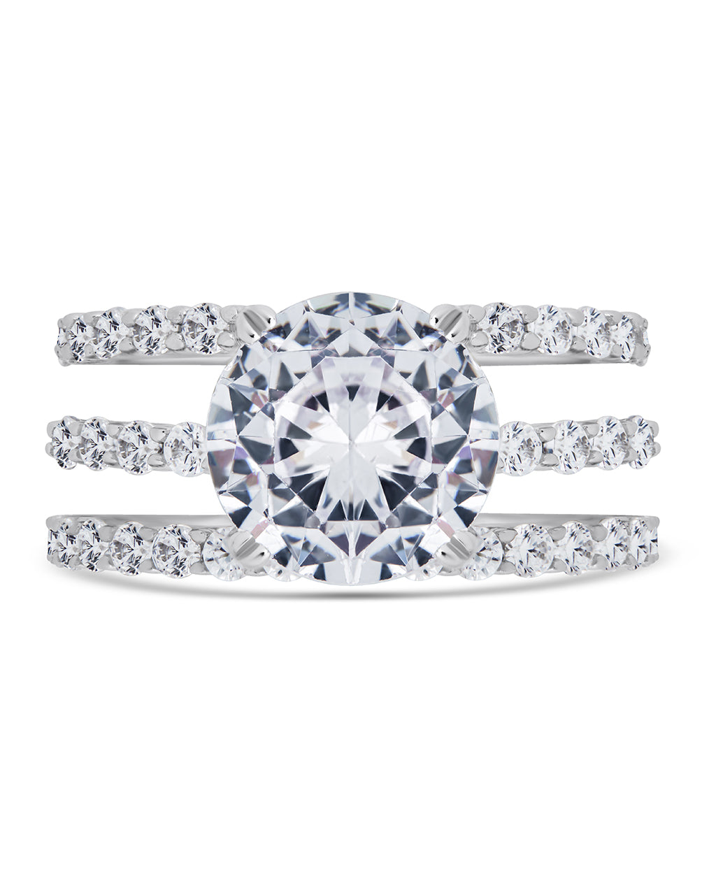 Sterling Silver Brilliant Engagement Ring Set of 3