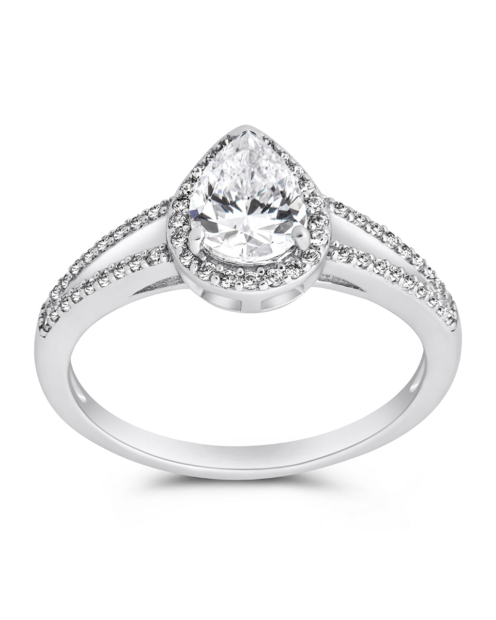 Sterling Silver CZ Pear Cut Engagement Ring - Image 3