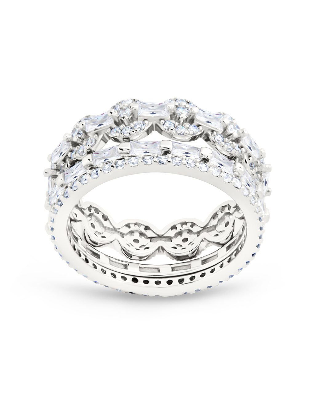 Sterling Silver Melody CZ Bezel Ring Set of 3 - Image 3