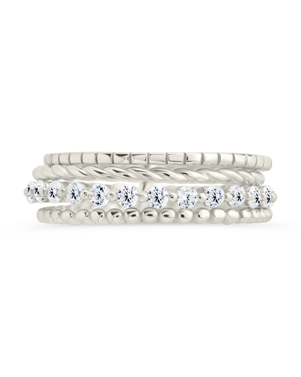 Sterling Silver Cassidy CZ Layered Textured Ring