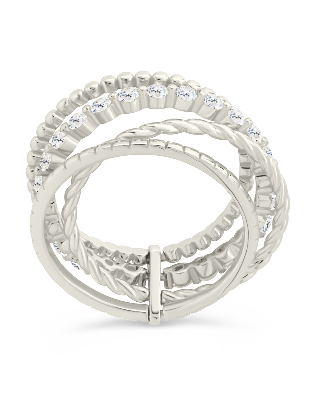 Sterling Silver Cassidy CZ Layered Textured Ring - Image 8