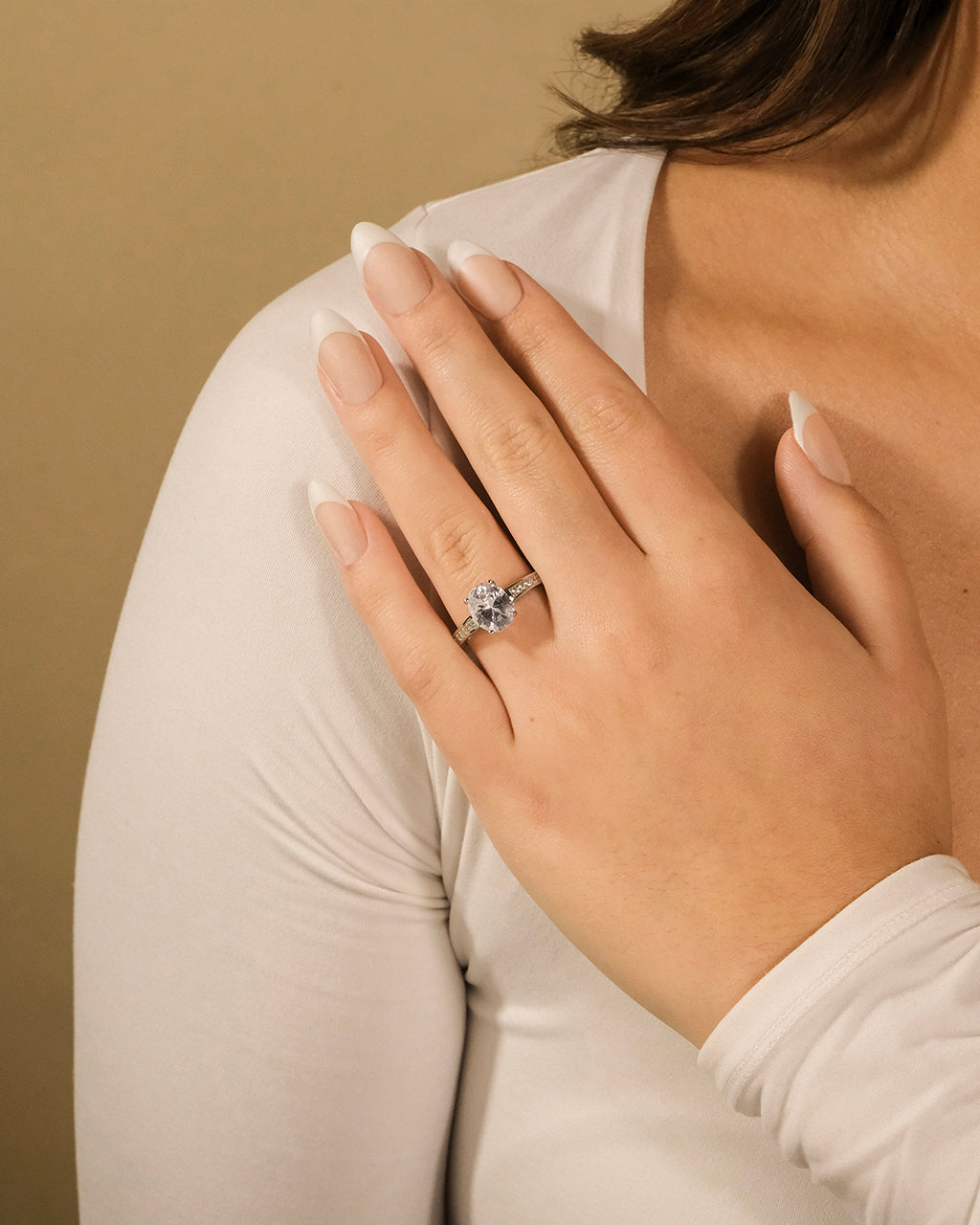 Sterling Silver Oval Engagement Ring - Image 2